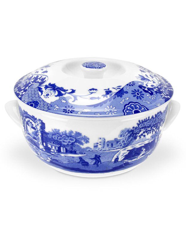 Blue Italian Round Covered Deep Dish